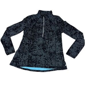 WOMENS ATHLETIC JACKET POLKA DOT BLACK LT BLUE ACTIVEWEAR SIZE: LARGE